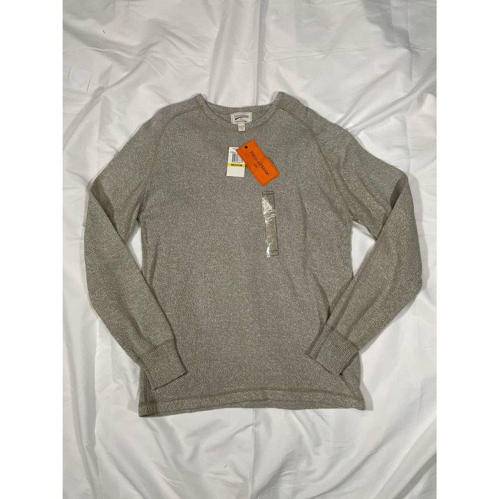 NWT Field & Stream Scoop Neck Men's Pullover Sweater Cotton Blend Grey Med